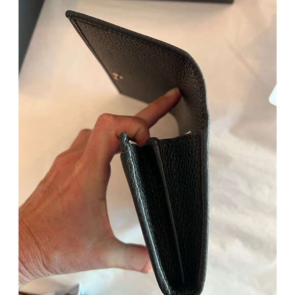 Gucci Soho Black Pebbled Leather Long Wallet Flap GG Large Authentic Italy NEW - Picture 15 of 16